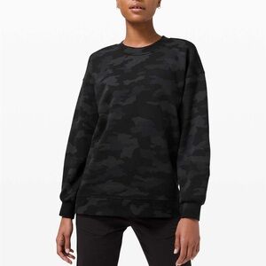 Lululemon Perfectly Oversized Black Gray Camo Crew Sweatshirt Size small
